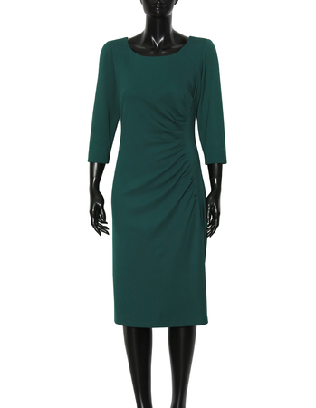 Sukienka z drapowaniem z boku - ciemnozielona (5)