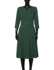 Sukienka z zakładkami z lekkiej bawełny- ciemna zieleń (5)