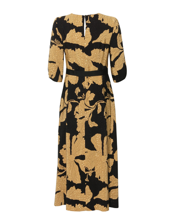 Sukienka z wiskozy w złote kwiaty- długa (5)