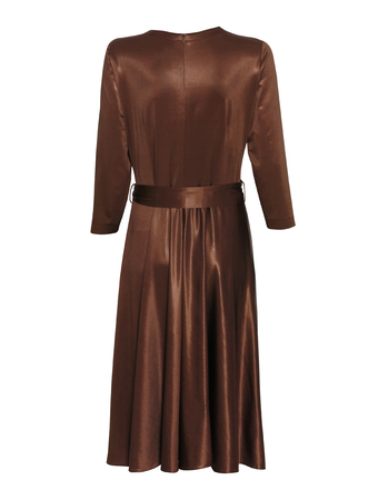 Sukienka z dzianiny z lekkim połyskiem -kolor ciemna wanilia (5)