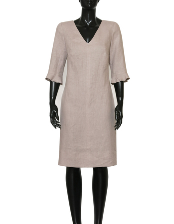 Lniana sukienka szaro- beżowa (5)