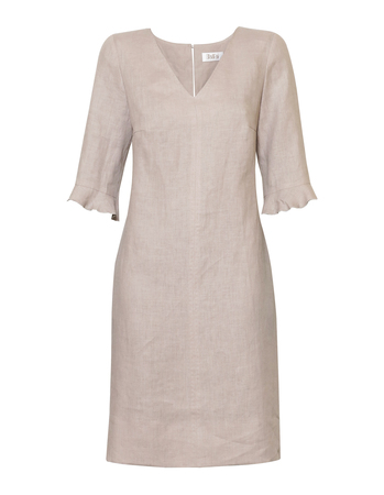 Lniana sukienka szaro- beżowa (3)